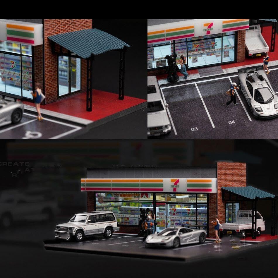 MOMOAO ミニ駐車場 コンビニ 商店シーン 駐車シーン付き 1/64 ジオラマ